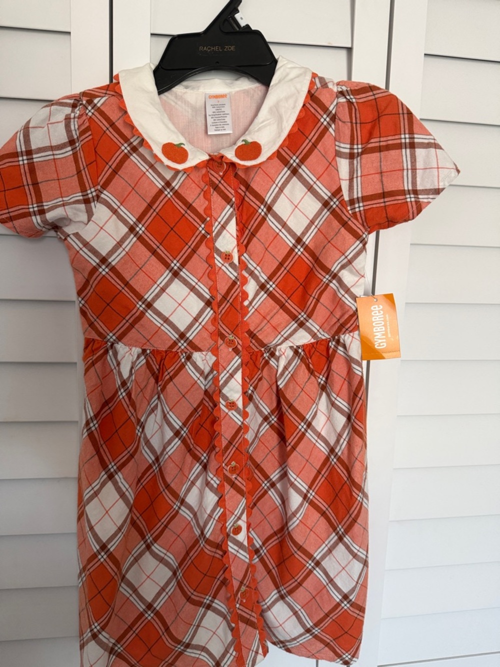 Gymboree Orange and White Plaid Dress with Apple-Trim Collar